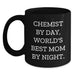 Gifts from Friends and Family - Chemist Black Coffee Mug - Chemist By Day, World's Best Mom By Night. - Funny Graduation Mug - Main