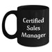 Funny Sales Manager Gifts for Men, Women, Coworkers - Certified Sales Manager Black Coffee Mug for Christmas Unique Gifts, Funny Quote - Main