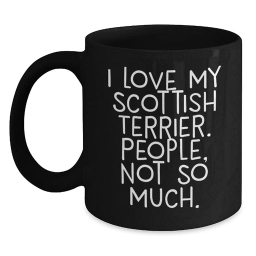 Funny Scottish Terrier Dog Lover Black Coffee Mug Gifts from Friends to Family at Christmas - Main