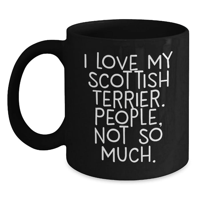 Funny Scottish Terrier Dog Lover Black Coffee Mug Gifts from Friends to Family at Christmas - Main