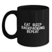 Funny Backpacking Gifts for Men - Eat. Sleep. Backpacking. Repeat. Black Coffee Mug for Valentine's - Main