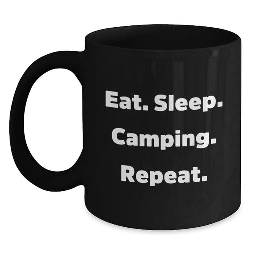 Funny Camping Black Coffee Mugs Gifts from Men to Camping Lovers - Eat. Sleep. Camping. Repeat. Christmas Unique Gifts - Main