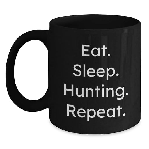 Funny Hunting Mugs Gifts for Him from Men, Eat. Sleep. Hunting. Repeat. Black Coffee Mug, Christmas Unique Gifts - Main