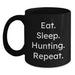 Funny Hunting Mugs Gifts for Him from Men, Eat. Sleep. Hunting. Repeat. Black Coffee Mug, Christmas Unique Gifts - Main