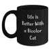 Bicolor Cat Gifts from Friends - Funny Quote Black Coffee Mug, 11oz or 15oz, Microwave and Dishwasher Safe - Main