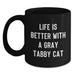 Funny Gray Tabby Cat Gifts from Friends for Birthday Unique Mugs - Life Is Better With A Gray Tabby Cat - Main