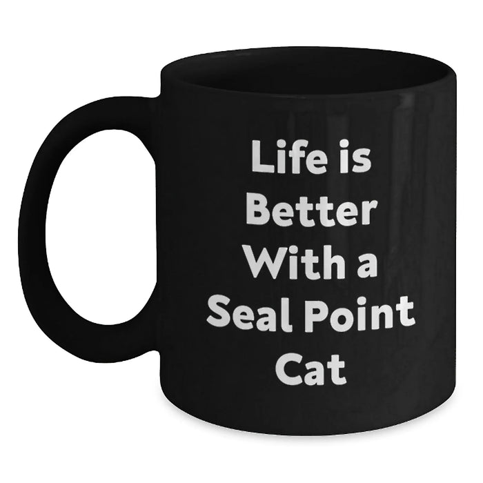 Funny Seal Point Cat Lovers Gifts from Men to Friends, Black Coffee Mug for Seal Point Cat Enthusiasts on Birthday Unique Gifts - Main