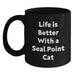 Funny Seal Point Cat Lovers Gifts from Men to Friends, Black Coffee Mug for Seal Point Cat Enthusiasts on Birthday Unique Gifts - Main