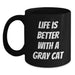 Funny Gray Cat Gifts for Men Women Friends Family - Life Is Better With A Gray Cat - Birthday Unique Mug - Main