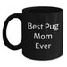 Funny Pug Dog Mom Gifts for Graduation Black Coffee Mug, Gifts from Friends, Best Pug Mom Ever Quote, 11oz or 15oz, Microwave and Dishwasher Safe - Main