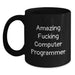 Funny Computer Programmer Gifts from Men to Computer Programmer Friends - Amazing F--king Computer Programmer Black Coffee Mug, Graduation Unique Gifts - Main