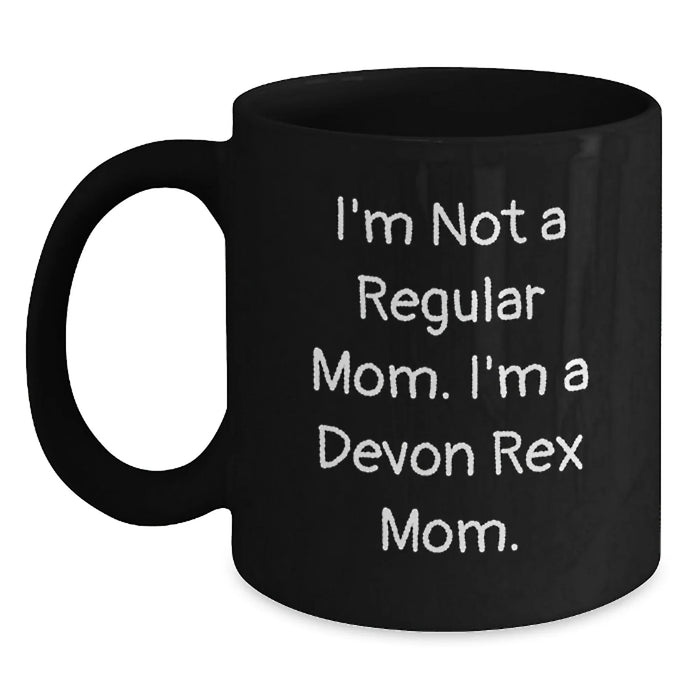 Devon Rex Cat Lovers Funny Gifts from Mom to Devon Rex Cat Owner Black Coffee Mug Christmas Unique Presents - Main