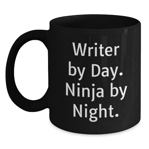 Funny Writer Gifts from Men, Black Coffee Mugs for Writer Friends, Writer By Day Ninja By Night Christmas Unique - Main