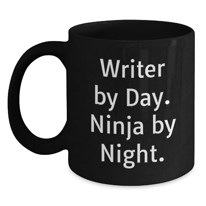 Funny Writer Gifts from Men, Black Coffee Mugs for Writer Friends, Writer By Day Ninja By Night Christmas Unique - Main