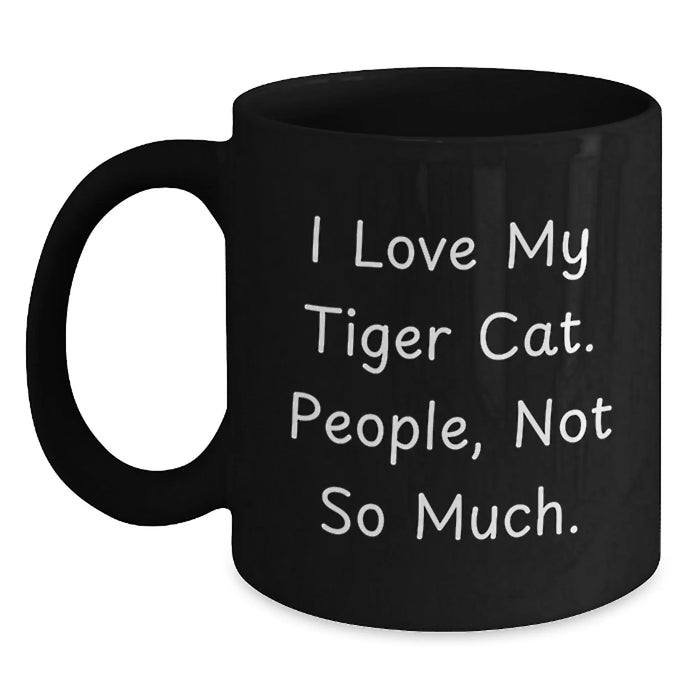 Funny Tiger Cat Lover Gifts from Friends and Family for Men and Women Black Coffee Mug for Christmas Morning - Main