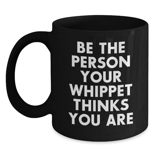 Whippet Dog Lover Gifts from Friends for Whippet Dog Enthusiasts Black Coffee Mug - Funny Quote - Main