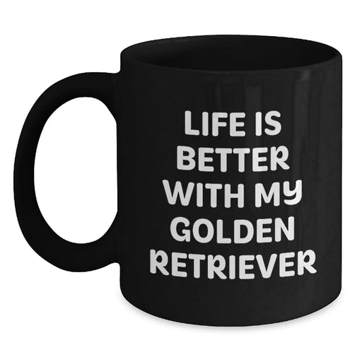 Funny Golden Retriever Dog Lover Gifts for Men from Friends with 'Life Is Better With My Golden Retriever' Quote, Black Coffee Mug for Birthday Unique Gifts - Main