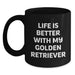 Funny Golden Retriever Dog Lover Gifts for Men from Friends with 'Life Is Better With My Golden Retriever' Quote, Black Coffee Mug for Birthday Unique Gifts - Main
