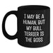 Funny Bull Terrier Dog Mom Gifts from Family for Birthday Unique Coffee Mug, Inspirational Quote 'I May Be A Human, But My Bull Terrier Is The Boss' Black Ceramic - Main