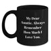 Funny Auntie Birthday Unique Gift, Black Coffee Mug with 'My Dear Auntie. Always Remember How Much I Love You.' Quote, Gifts from Family, for Auntie - Main