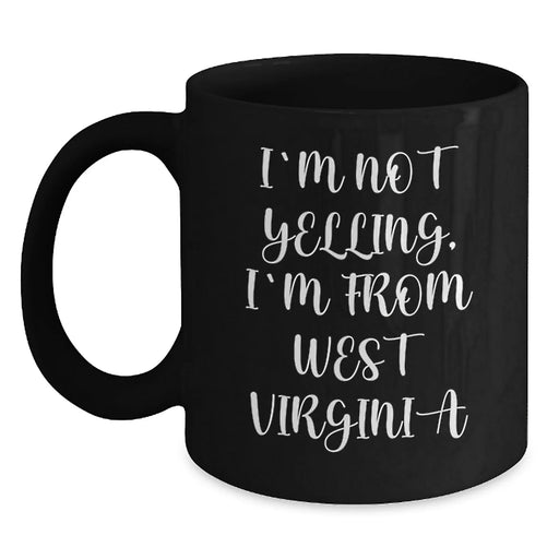 West Virginia Enthusiast Gifts from Friends for Men and Women, Funny Black Coffee Mug, Birthday Unique - Main