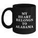 Funny Alabama Gifts from Friends, Alabama Black Coffee Mug Birthday Unique Gifts for Men Women, 'My Heart Belongs To Alabama' Quote - Main