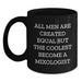 Funny 'All Men Are Created Equal But The Coolest Become A Mixologist' Black Coffee Mug Gifts from Men to Mixologist Friends at Christmas - Main