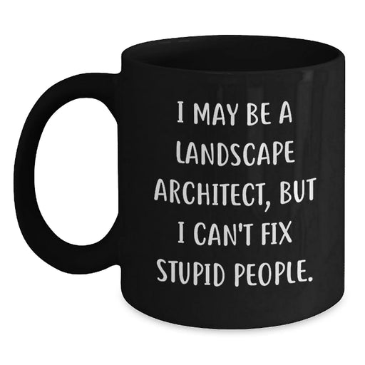 Funny Landscape Architect Gifts from Friends - I May Be A Landscape Architect, But I Can't Fix Stupid People. Black Coffee Mug for Men Women Coworkers Family - Main