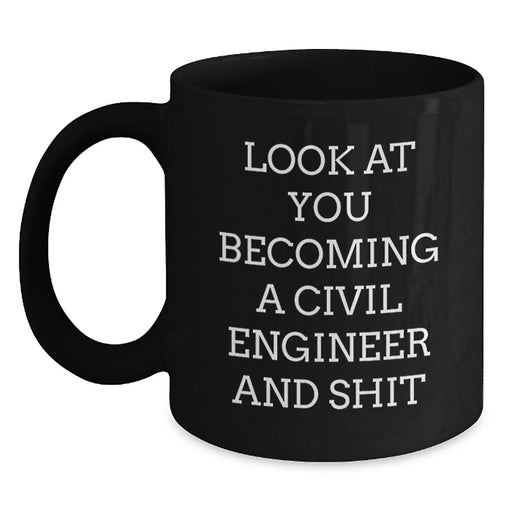 Civil Engineer Christmas Unique Gifts from Friends for Civil Engineers - Funny Black Coffee Mug - Main