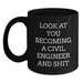 Civil Engineer Christmas Unique Gifts from Friends for Civil Engineers - Funny Black Coffee Mug - Main