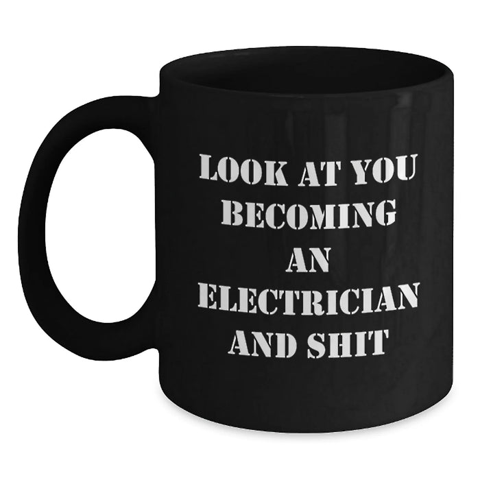 Electrician Gifts, Funny Quote Coffee Mug, Black Ceramic, Birthday Unique Gifts from Friends, Gifts for Electrician - Main
