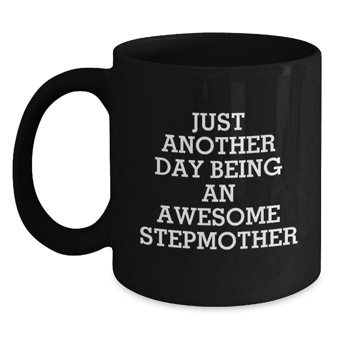 Funny Stepmother Gifts from Family for Stepmother, Unique Black Coffee Mug, Christmas Unique Gifts - Main
