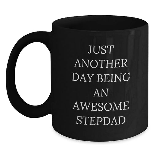 Funny Stepdad Quotes Black Coffee Mugs Gifts from Friends to Men on Christmas - Main