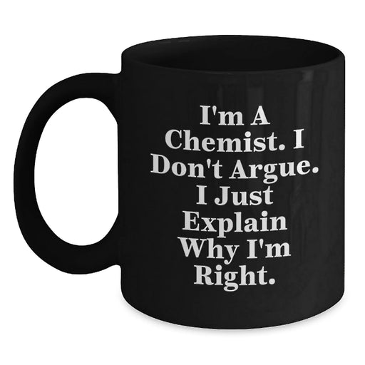 Funny Chemist Gifts for Men - Black Coffee Mug - Christmas Unique Presents from Friends - Main