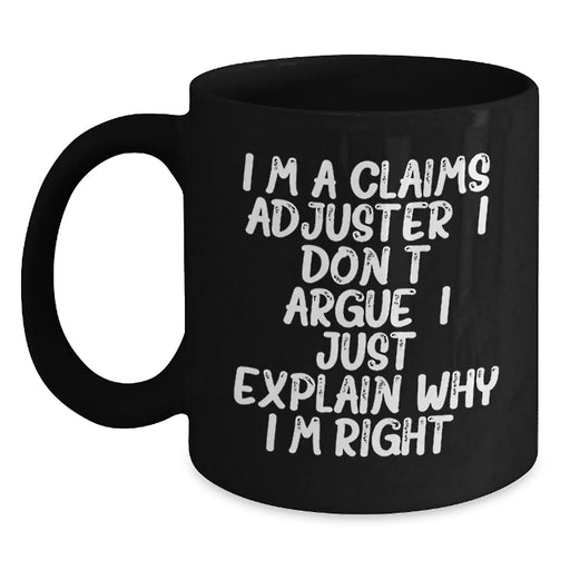 Funny Claims Adjuster Gifts for Him, Unique Black Coffee Mug for Valentine's from Friends, Claims Adjuster Humor Mug - Main