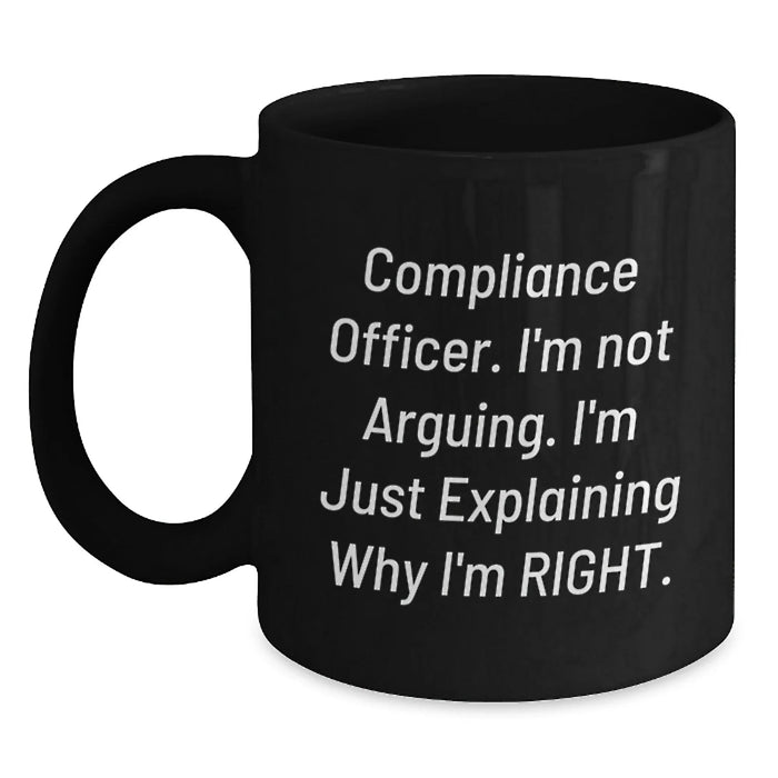 Funny Compliance Officer Gifts, Gifts from Colleagues, Unique Black Coffee Mugs for Compliance Officers, Christmas Unique Gifts - Main
