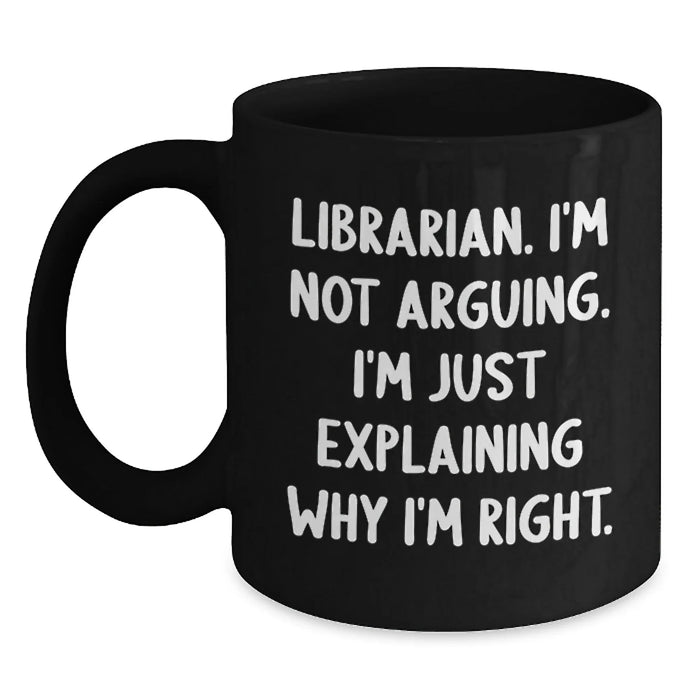 Funny Librarian Gifts from Friends for Librarian Black Coffee Mug - Christmas Unique - Main