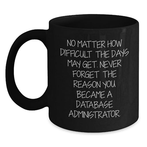 Funny Database Administrator Gifts, Inspirational Black Coffee Mug for Birthday, Quote Reminder for DBA - Gifts from Friends - Main