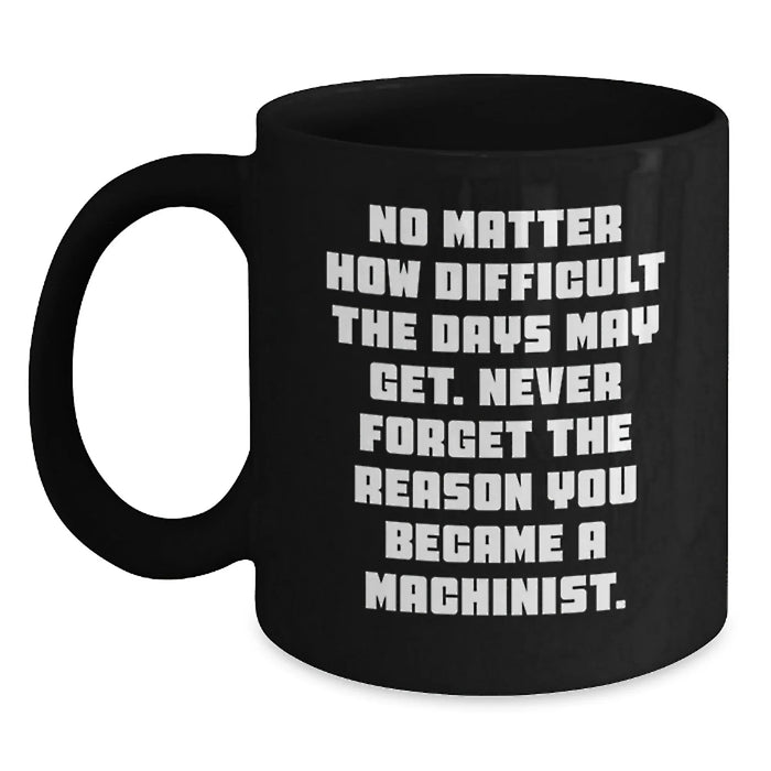 Funny Machinist Gifts for Him, Black Coffee Mug with Inspirational Quote - Perfect for Christmas Unique Gifts from Men to Machinist Friends - Main