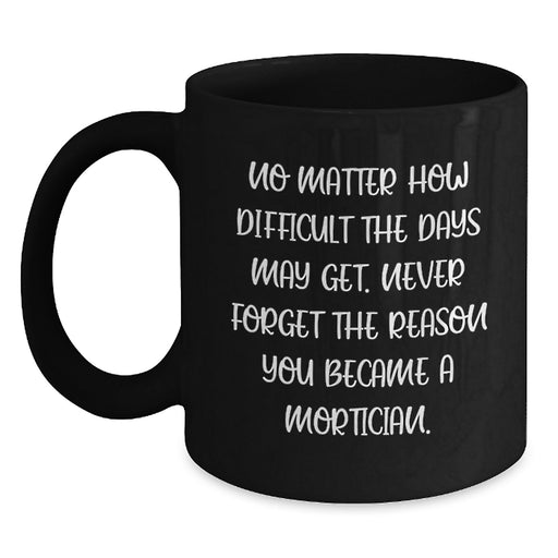 Funny Mortician Black Coffee Mug Gifts from Friends and Family for Valentine's, Never Forget the Reason You Became a Mortician - Main