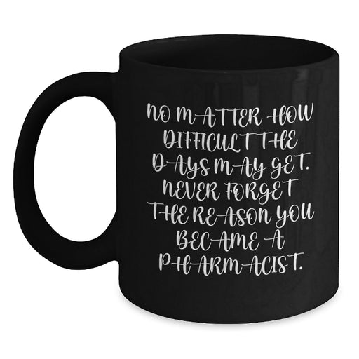 Funny Inspirational Gifts for Pharmacist from Men, Unique Mother's Day Unique Gift Ideas for Her, Black Coffee Mug, Never Forget the Reason - Main