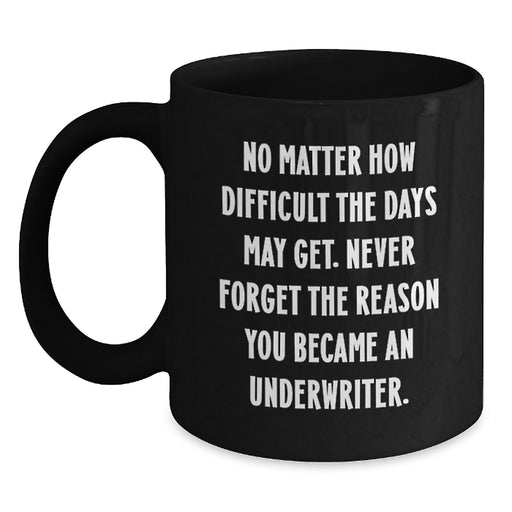 Funny Inspirational Gifts for Underwriter Black Coffee Mug, Birthday Unique Gifts from Friends to Underwriter, Never Forget Reason You Became - Main