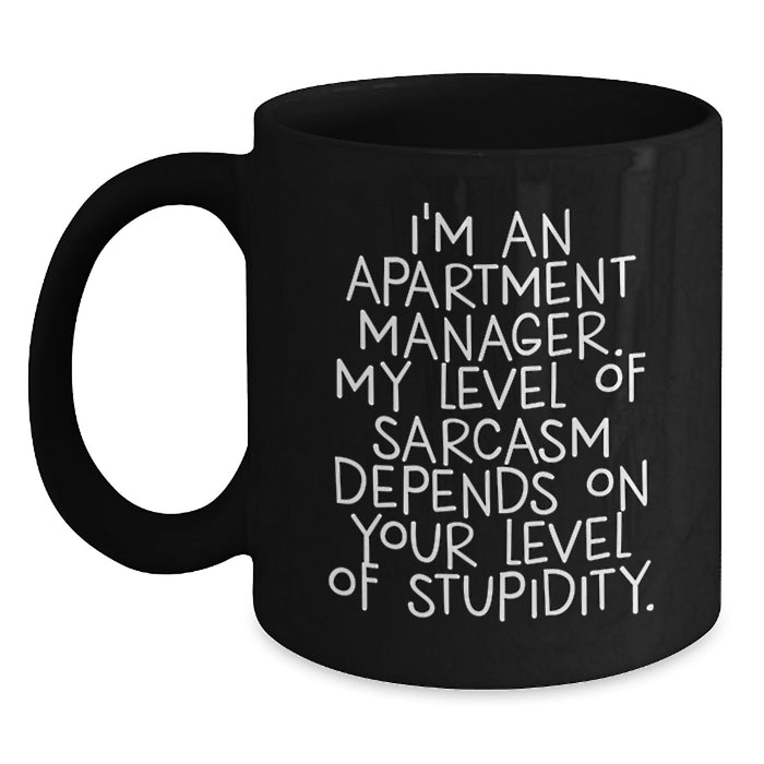 Funny Apartment Manager Gifts from Men Friends to Apartment Manager, Unique Black Coffee Mug for Apartment Manager's Humorous Side, Father's Day Unique Gifts - Main