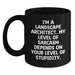Funny Landscape Architect Gifts for Him - Black Coffee Mug, 'I'm A Landscape Architect. My Level Of Sarcasm Depends On Your Level Of Stupidity.' Christmas Unique Gifts from Coworkers - Main