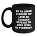 Funny Sarcasm Urban Planner Gifts from Dad to Mom, Mother's Day Unique Coffee Mug for Men, Women and Coworkers - 'I'm An Urban Planner. My Level Of Sarcasm Depends On Your Level Of Stupidity.' - Main