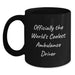 Funny Ambulance Driver Gifts for Ambulance Driver Friends - 'Officially The World's Coolest Ambulance Driver' Black Coffee Mug, Gifts from Friends for Ambulance Driver, Christmas Unique - Main