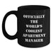 Funny Quote Apartment Manager Gifts for Dad World's Coolest Black Coffee Mug, Gifts from Men to Apartment Manager, Father's Day Unique - Main