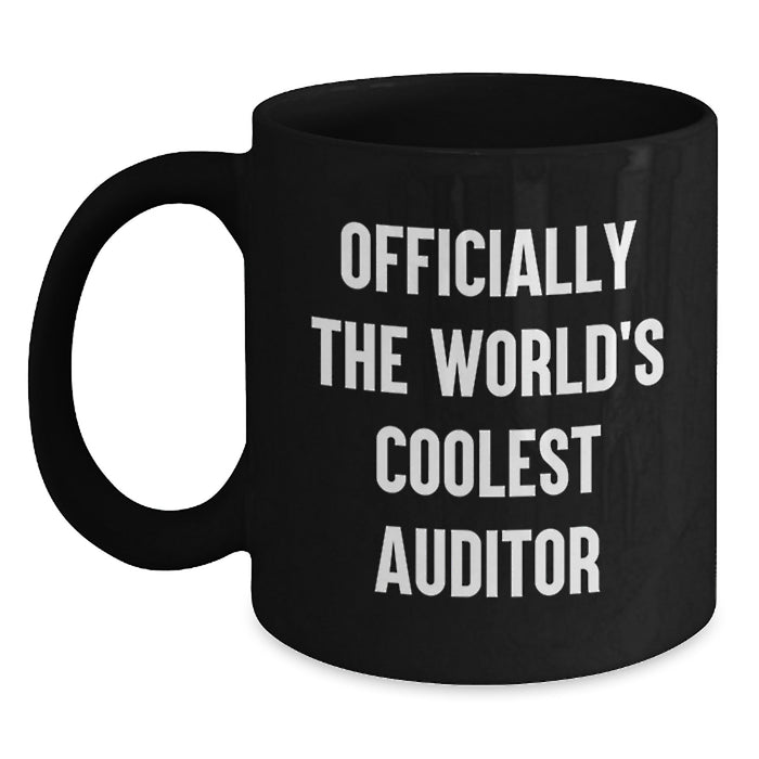 Auditor Gifts from Family - 'Officially The World's Coolest Auditor' Funny Black Coffee Mug for Men, Unique Gifts for Father's Day - Main