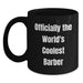 Funny Barber Gifts for Men - Officially The World's Coolest Barber Black Coffee Mug Christmas Unique Gifts from Friends - Main