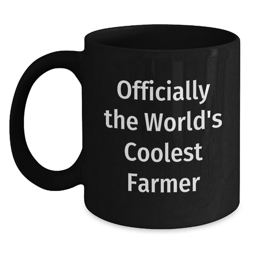 Funny Farmer Gifts for Her - Officially the World's Coolest Farmer Black Coffee Mug, Perfect for Mom on Mother's Day from Family - Main